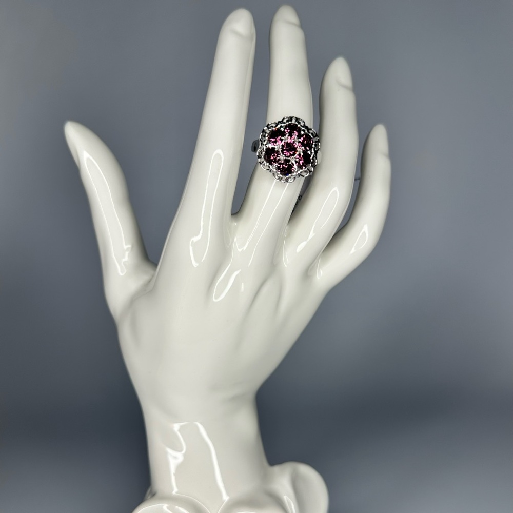 Swarovski Crystal With Pronged Purple Stone Size 8